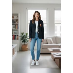 Andrea Behar x Boston Proper Chest Emblem Chest Tartan Plaid Blazer Size‎ 8